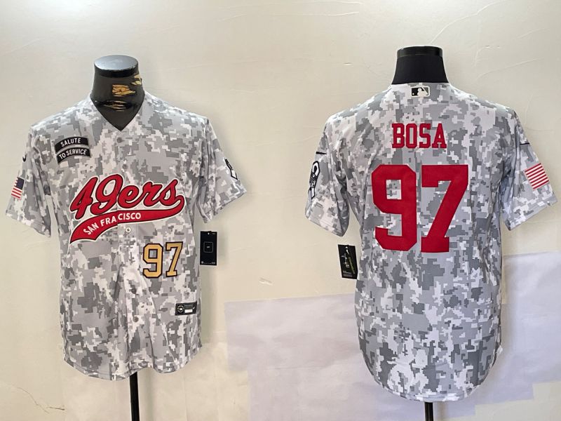 Men San Francisco 49ers #97 Bosa Nike Arctic Camo 2024 Salute to Service Limited NFL Jersey style 4
